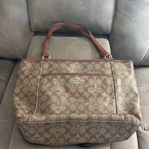 Coach Tan and Brown Signature Tote
